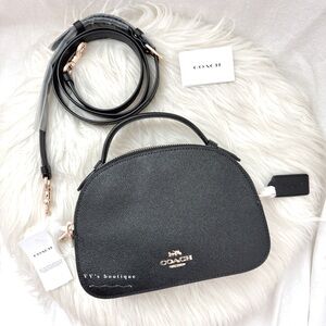 NWT Coach Serena Satchel Crossbody Top Handle Saffiano Leather Black 1589